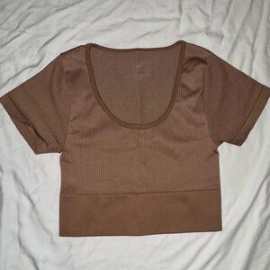 Brown Women's Athletic Crop Top
